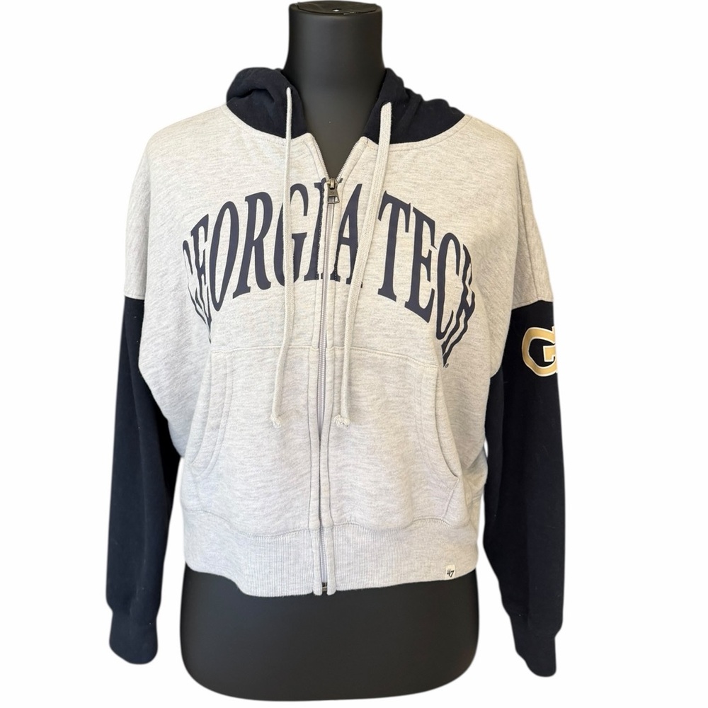Georgia Tech Full Zip Cropped Hoodie Jacket Size S